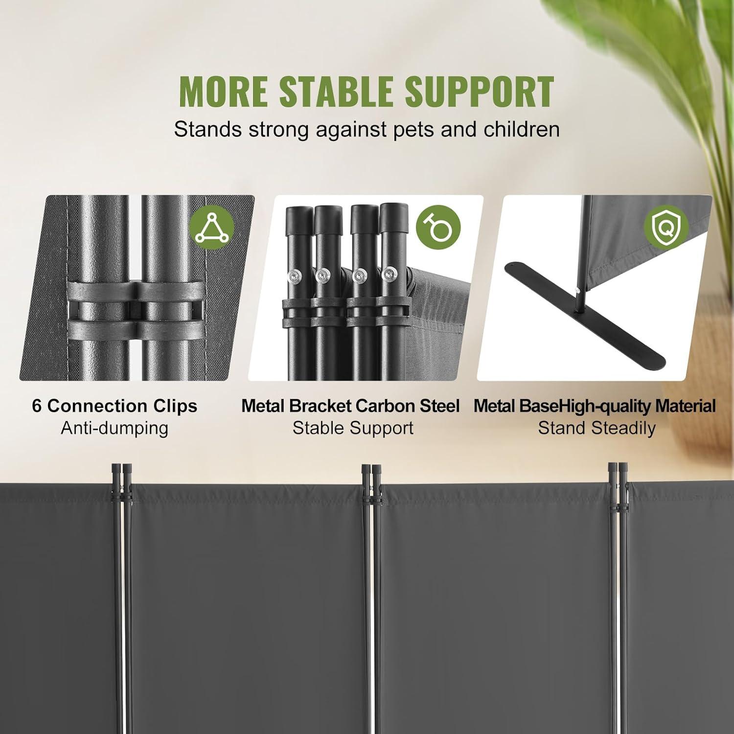 image:imageVEVOR Room Divider 4 Panel Room Dividers and Folding Privacy Screens Fabric Partition Room Dividers for Office Bedroom Dining Room Study Freestanding GreyGrey