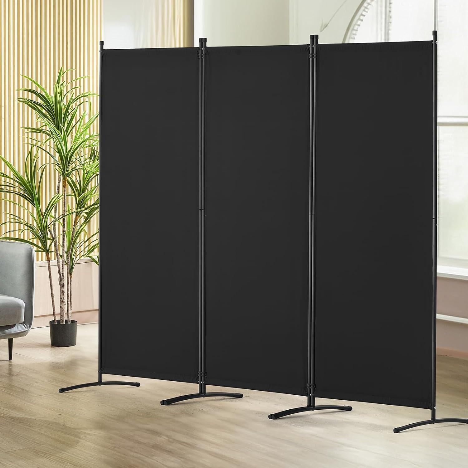 image:imageVEVOR Room Divider 4 Panel Room Dividers and Folding Privacy Screens Fabric Partition Room Dividers for Office Bedroom Dining Room Study Freestanding GreyBlack