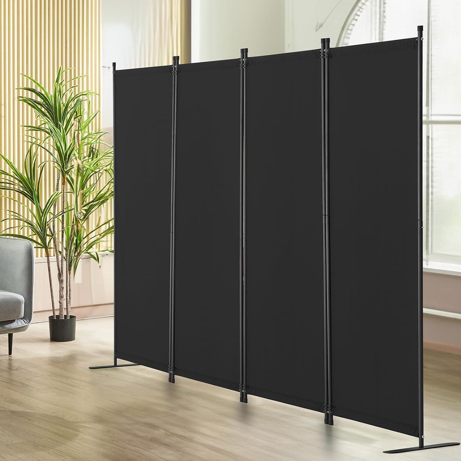 image:imageVEVOR Room Divider 4 Panel Room Dividers and Folding Privacy Screens Fabric Partition Room Dividers for Office Bedroom Dining Room Study Freestanding GreyBlack