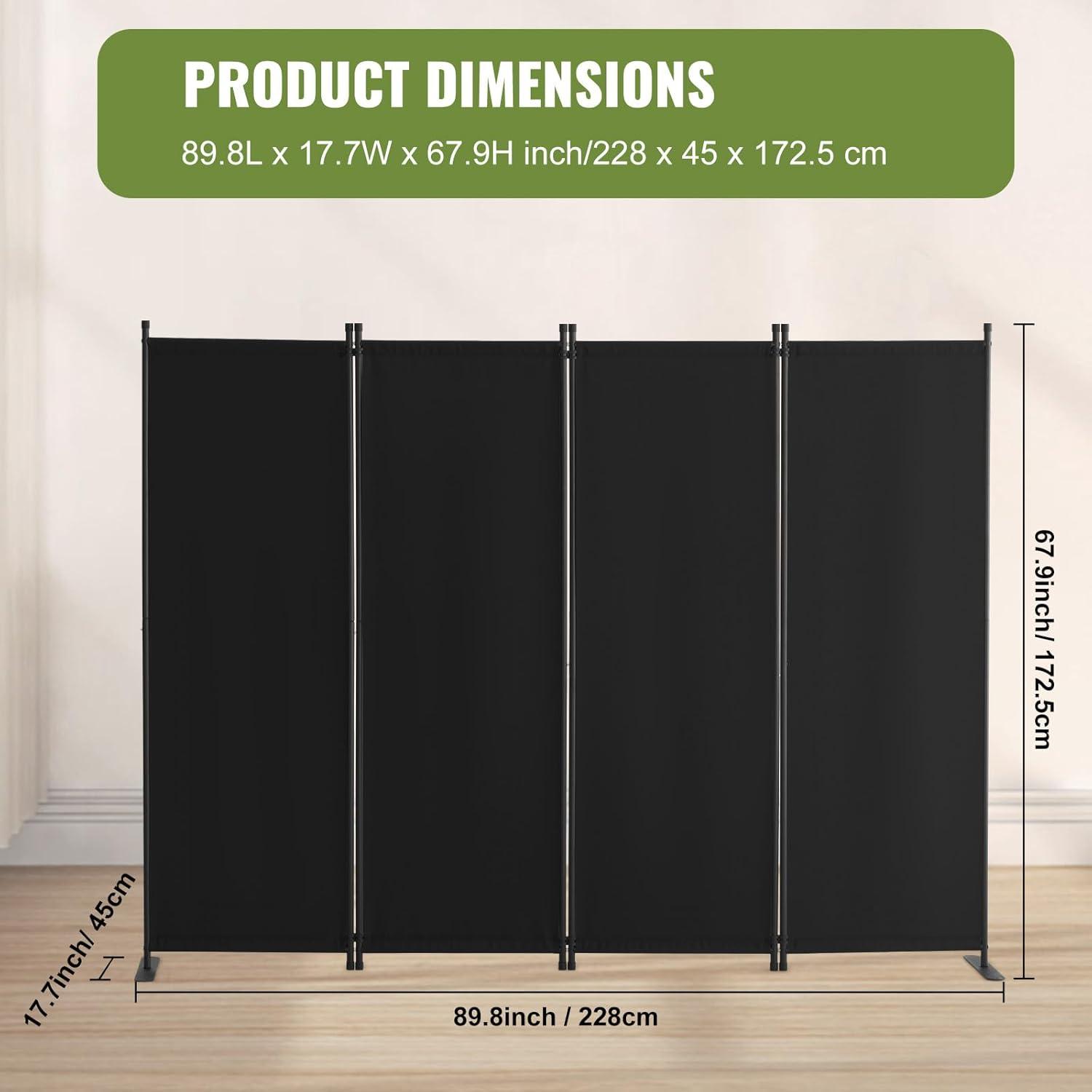 image:imageVEVOR Room Divider 4 Panel Room Dividers and Folding Privacy Screens Fabric Partition Room Dividers for Office Bedroom Dining Room Study Freestanding GreyBlack
