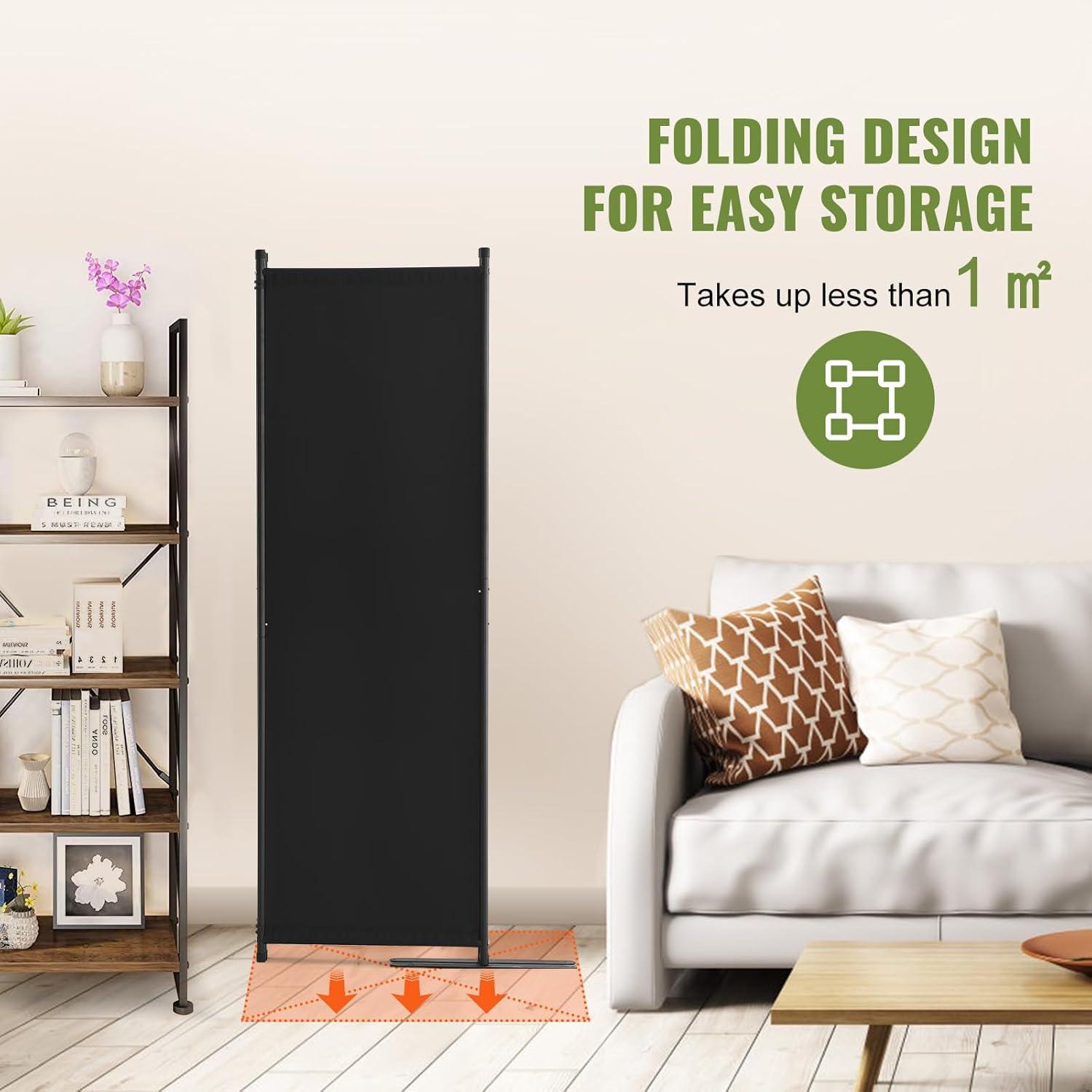 image:imageVEVOR Room Divider 4 Panel Room Dividers and Folding Privacy Screens Fabric Partition Room Dividers for Office Bedroom Dining Room Study Freestanding GreyBlack