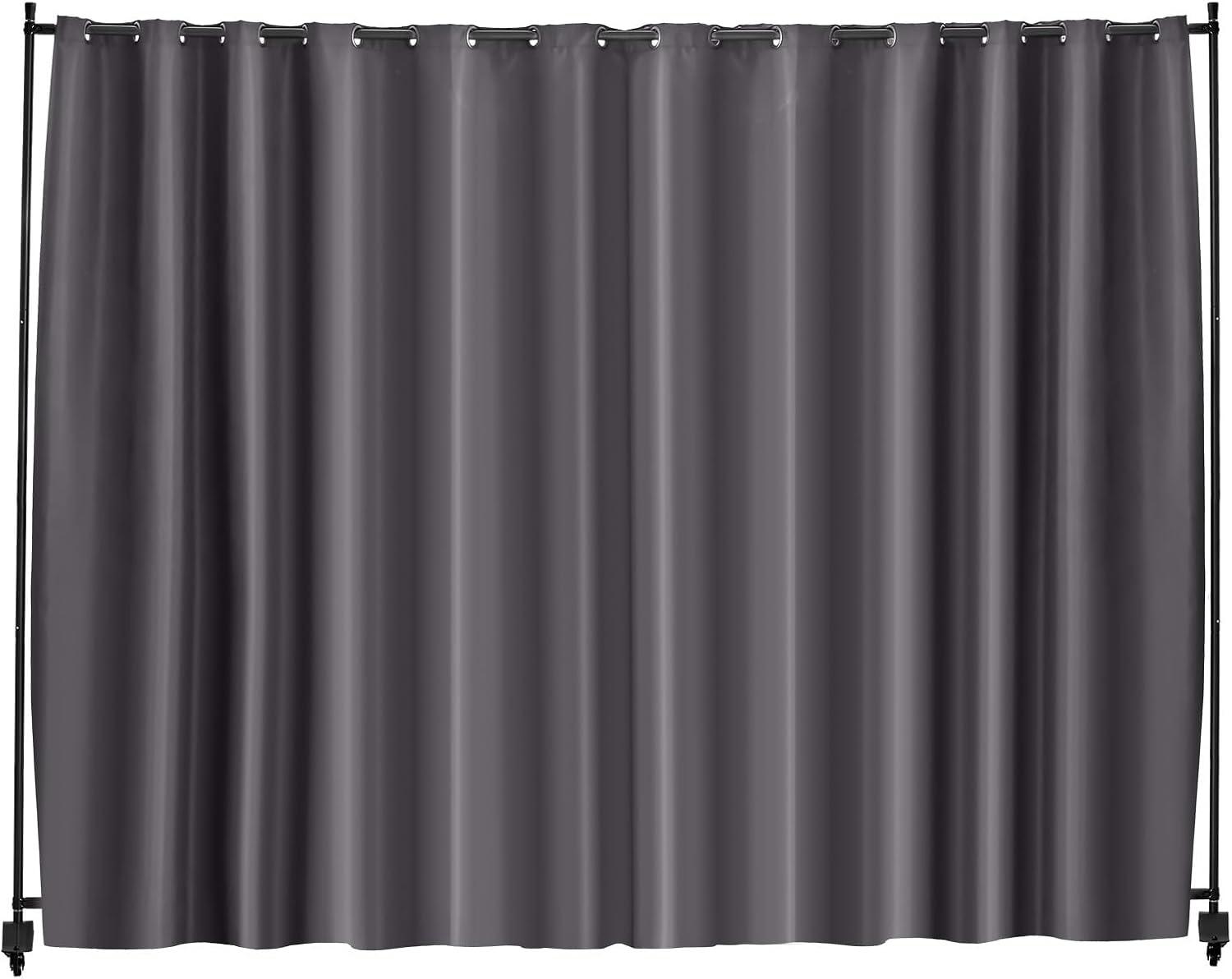 image:imageVEVOR Room Divider Portable Panel Room Divider with Wheels Curtain Divider Stand Freestanding Room Divider Privacy Screen for Office Bedroom Dining Room Study BrownGrey