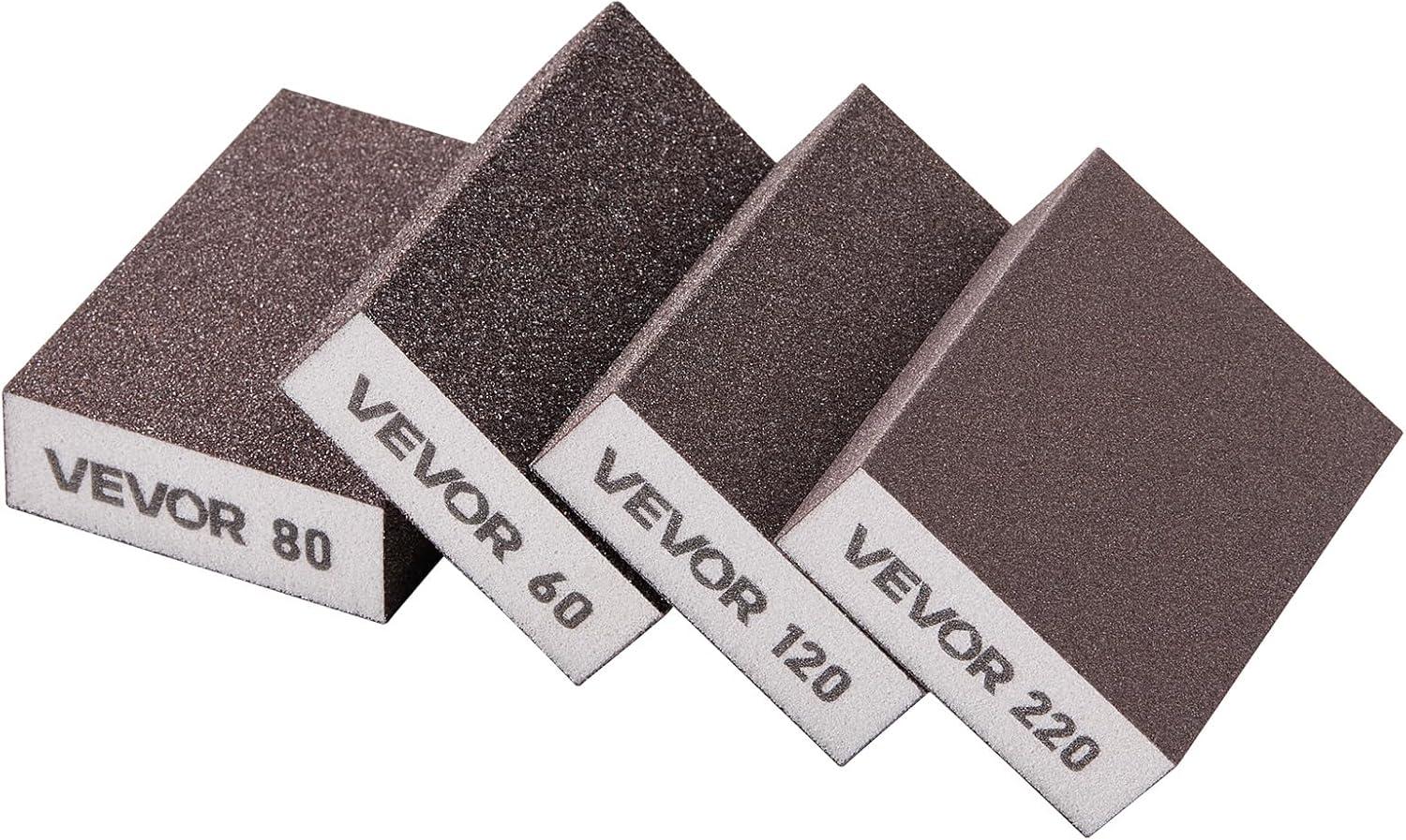 image:imageVEVOR Sanding Sponge 4 Pcs 6080120220 Grit Assortment Washable and Reusable Sanding Blocks for Dry amp Wet Use Coarse to Fine Sandpaper Blocks for Polishing Drywall Wood Plastic Metal Furniture4 Pcs sanding block