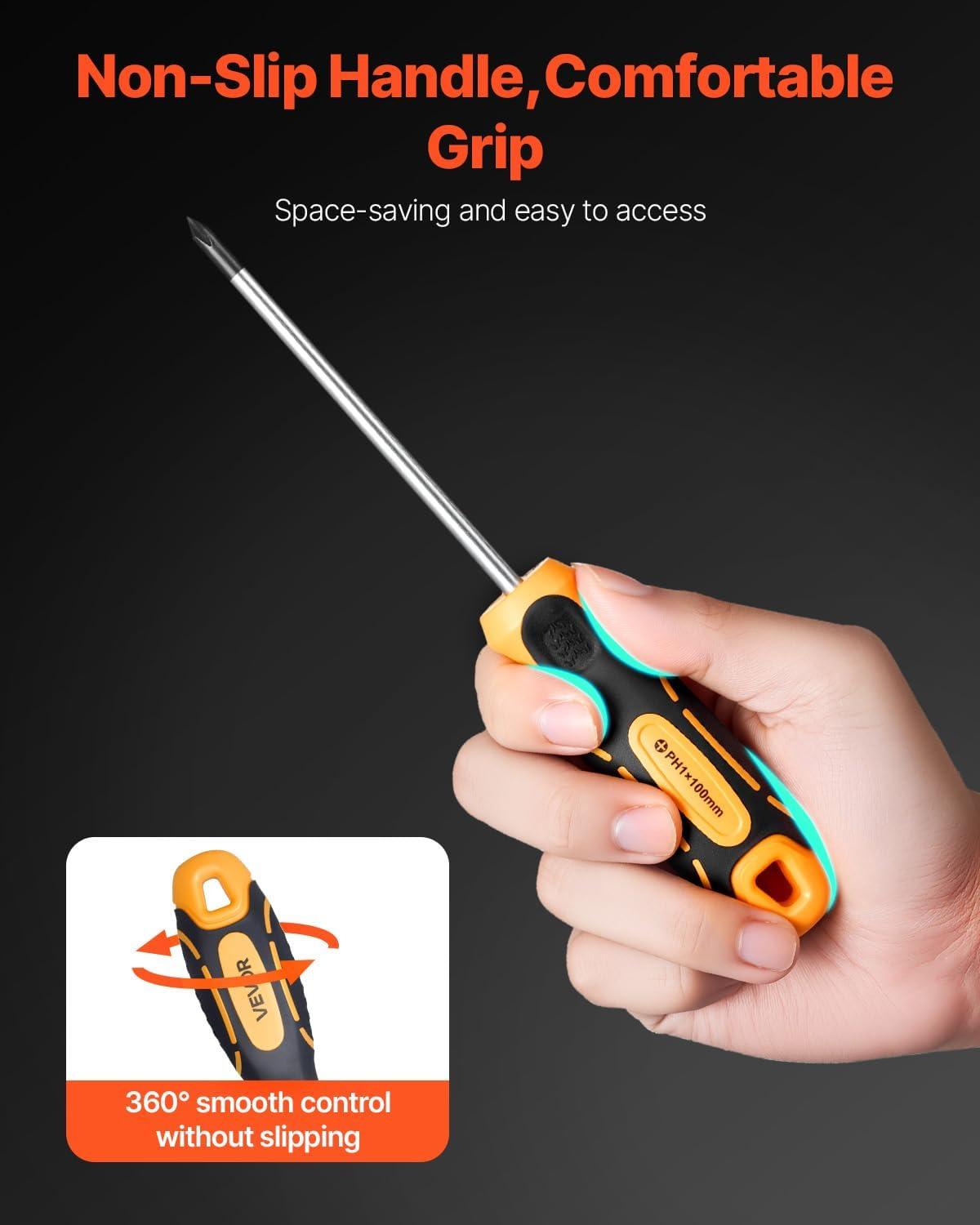image:imageVEVOR Screwdriver Set 13 in 1 Magnetic Multi Bit Mini Nut Driver Set Phillips Flat Head Torx Square Bits for Men Manual Precision Repair Tool Kit for Sockets Furniture Home Appliances Cars12 in 1 Fiexed Type