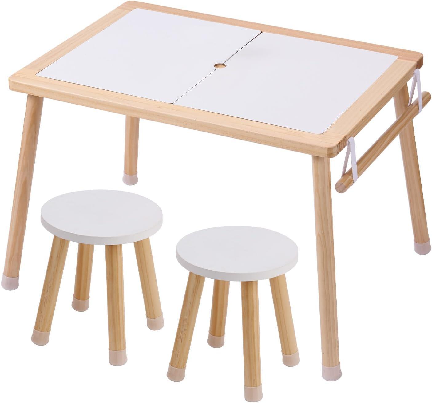 image:imageVEVOR Sensory Table and Chairs Set Toddlers Activity Table with 2 Stools 2 Storage Bins amp Paper Roll Holder IndoorOutdoor Play Sand and Water Table Wooden Kids Sensory Table Gift for Boys GirlsTableChair Set