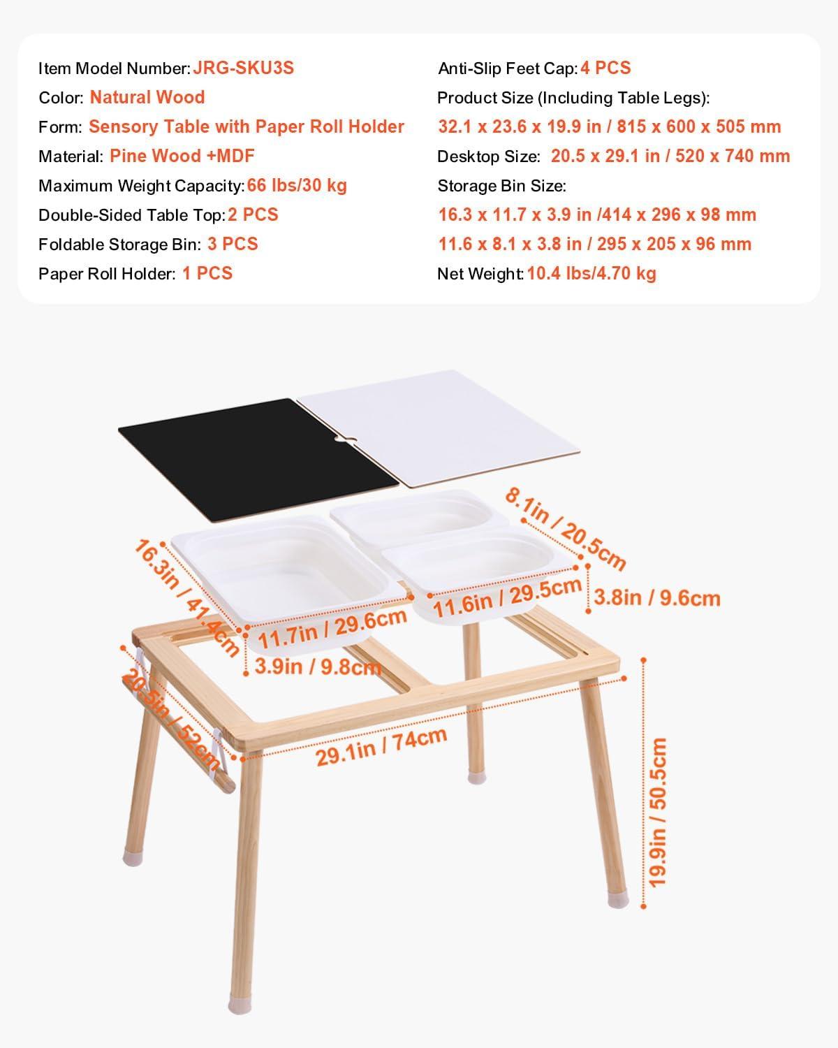 image:imageVEVOR Sensory Table and Chairs Set Toddlers Activity Table with 2 Stools 2 Storage Bins amp Paper Roll Holder IndoorOutdoor Play Sand and Water Table Wooden Kids Sensory Table Gift for Boys GirlsPaper Roll Holder