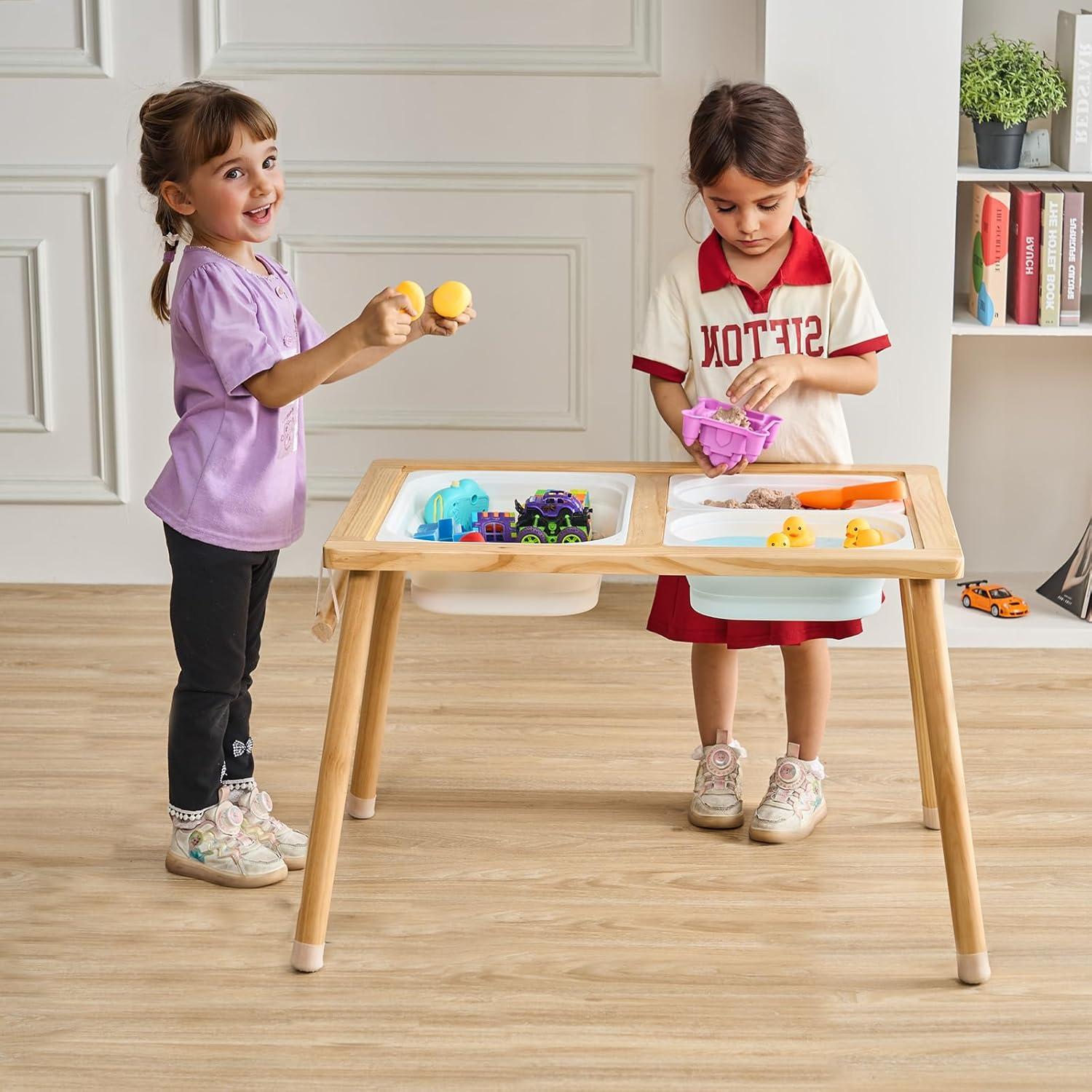 image:imageVEVOR Sensory Table and Chairs Set Toddlers Activity Table with 2 Stools 2 Storage Bins amp Paper Roll Holder IndoorOutdoor Play Sand and Water Table Wooden Kids Sensory Table Gift for Boys GirlsPaper Roll Holder