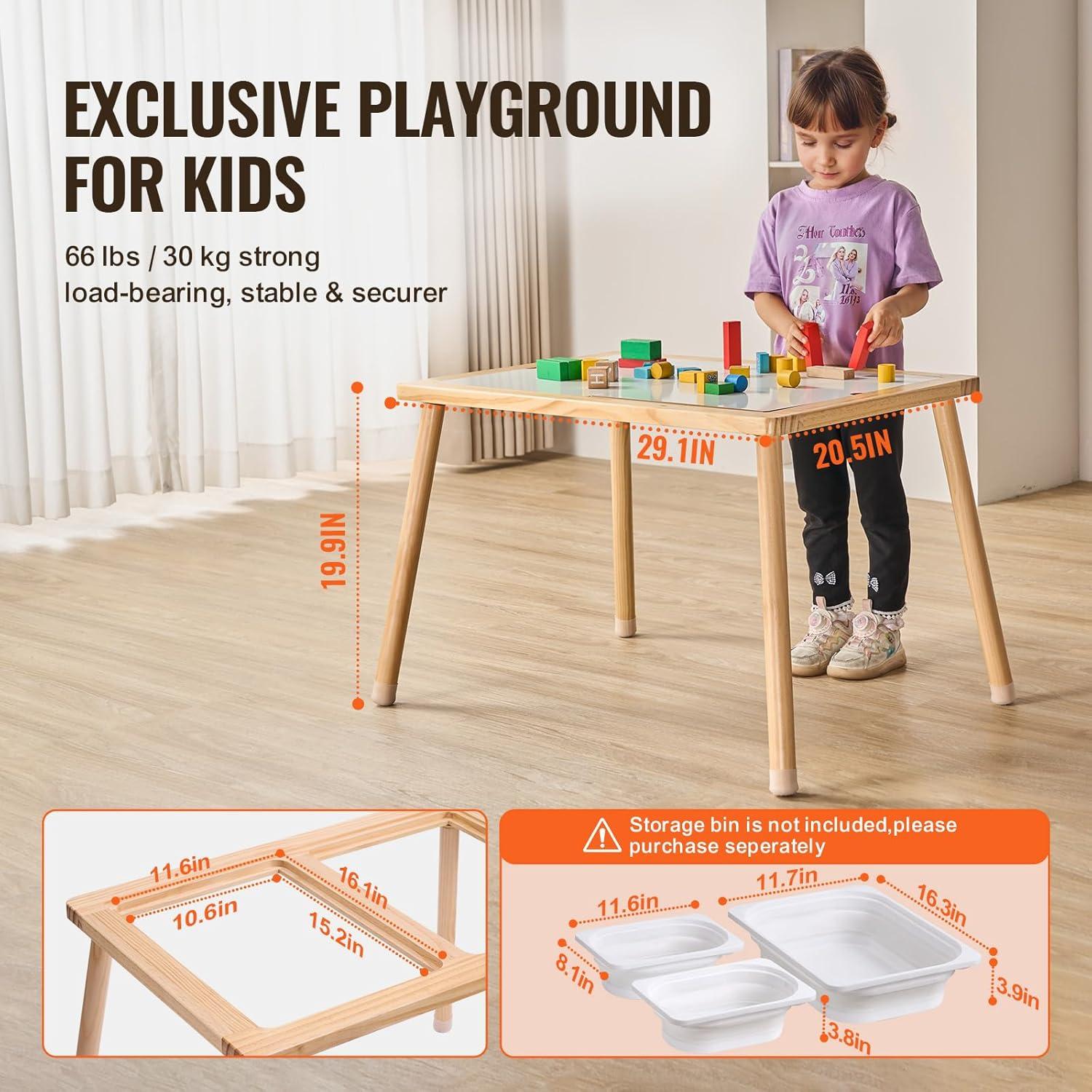 image:imageVEVOR Sensory Table for Toddlers Kids Activity Table with DoubleSided Tabletop amp NonSlip Feet IndoorOutdoor Play Activity Table Wooden Sensory Table for Drawing Studying Ideal Gift for Boy Girl