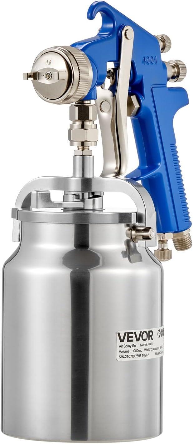image:imageVEVOR Siphon Feed Spray Gun High Atomization Air Paint Spray Gun 1000cc Automotive Paint Sprayer with 18 mm Nozzle Adjustable Flow Rate amp Air Volume for Car Furniture Wall House PaintingSiphon 18 mm