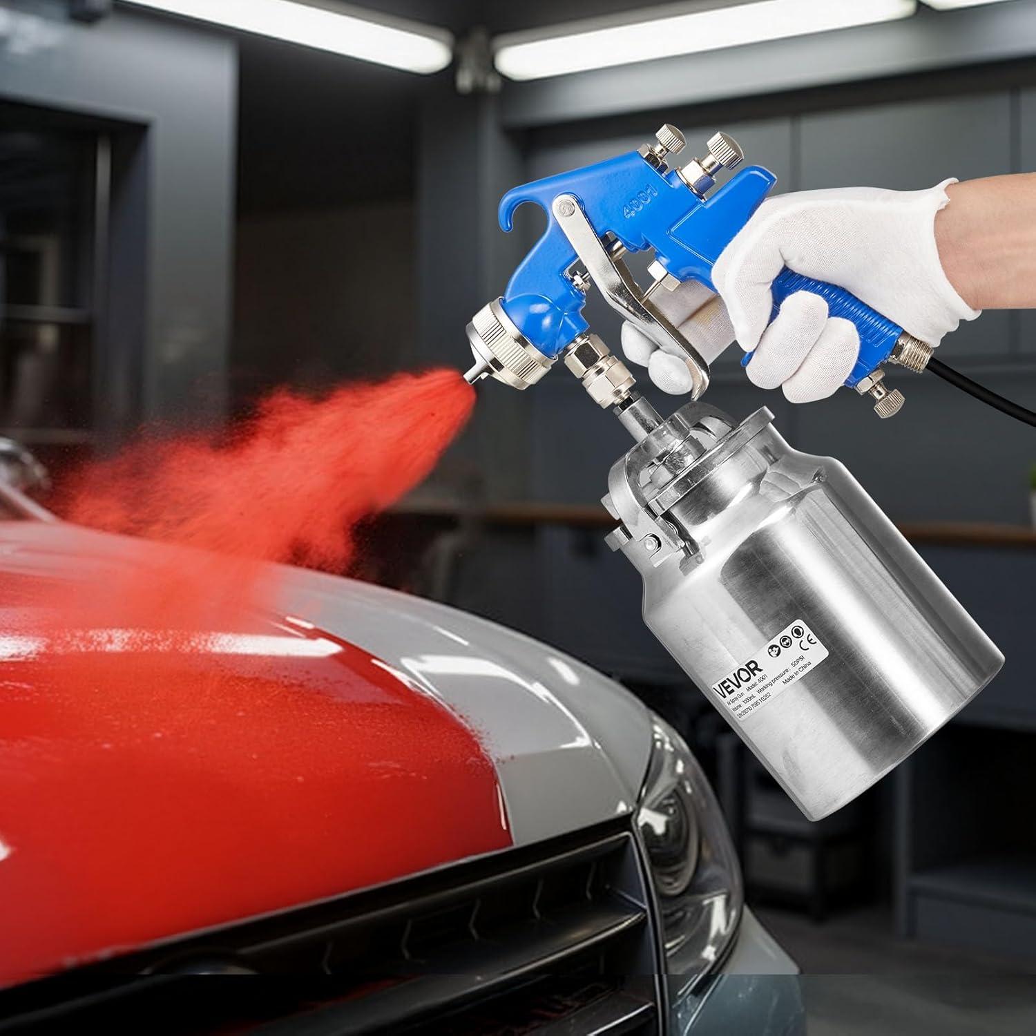 image:imageVEVOR Siphon Feed Spray Gun High Atomization Air Paint Spray Gun 1000cc Automotive Paint Sprayer with 18 mm Nozzle Adjustable Flow Rate amp Air Volume for Car Furniture Wall House PaintingSiphon 18 mm