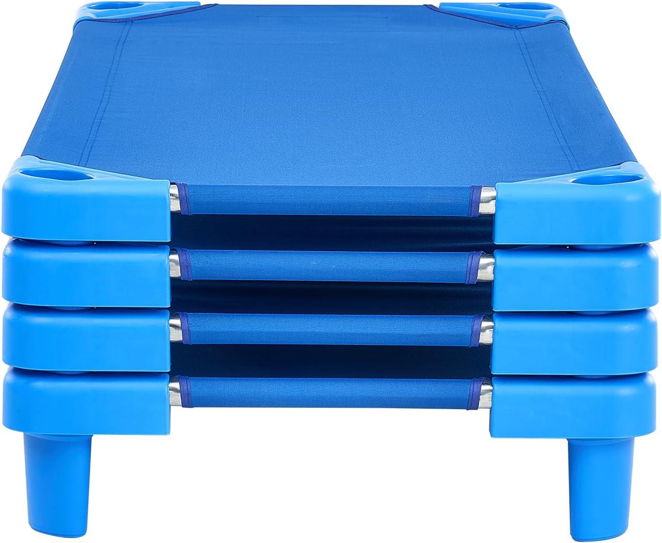 image:imageVEVOR Stackable Kiddie Cot 6 Pack Portable Toddler Nap Cots Standard Size 52 L x 23 W Daycare Cots for Kids Preschool Classroom Daycare Beds for Sleeping Resting Naptime Blue52 L X 23 W 4pcs