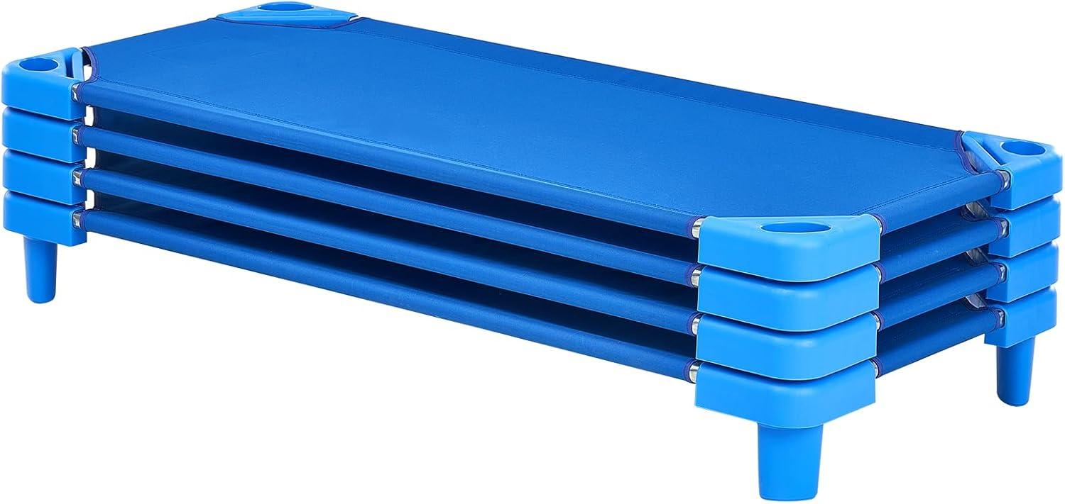 image:imageVEVOR Stackable Kiddie Cot 6 Pack Portable Toddler Nap Cots Standard Size 52 L x 23 W Daycare Cots for Kids Preschool Classroom Daycare Beds for Sleeping Resting Naptime Blue52 L X 23 W 4pcs
