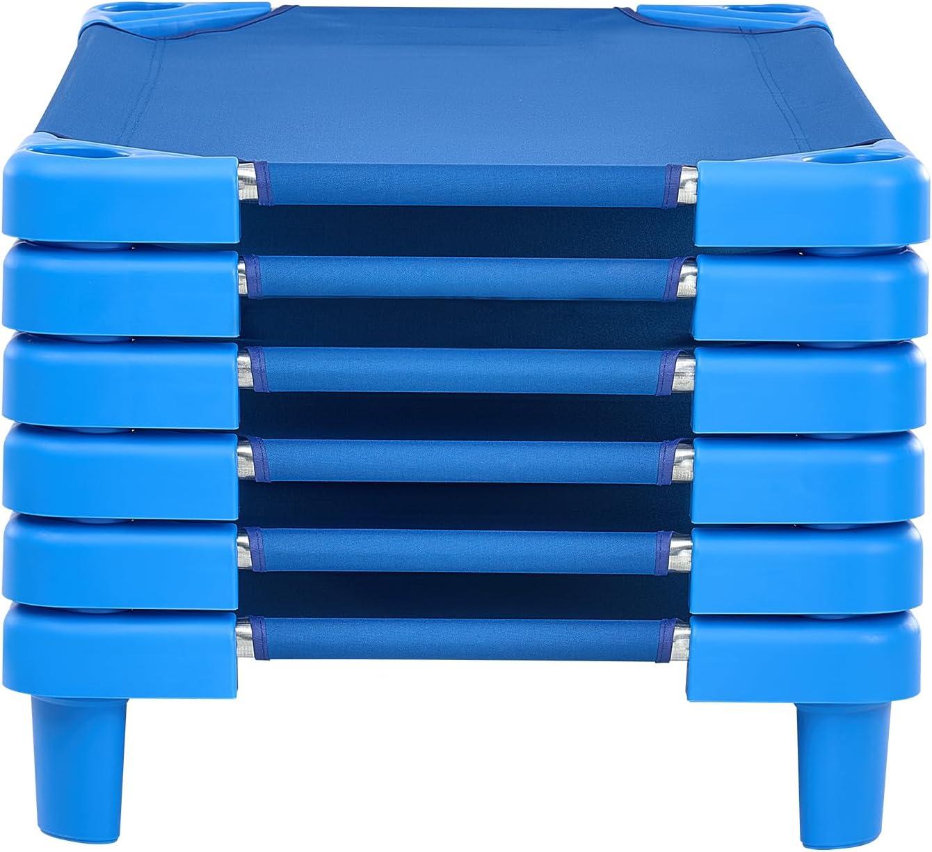 image:imageVEVOR Stackable Kiddie Cot 6 Pack Portable Toddler Nap Cots Standard Size 52 L x 23 W Daycare Cots for Kids Preschool Classroom Daycare Beds for Sleeping Resting Naptime Blue40 L X 23 W 6pcs