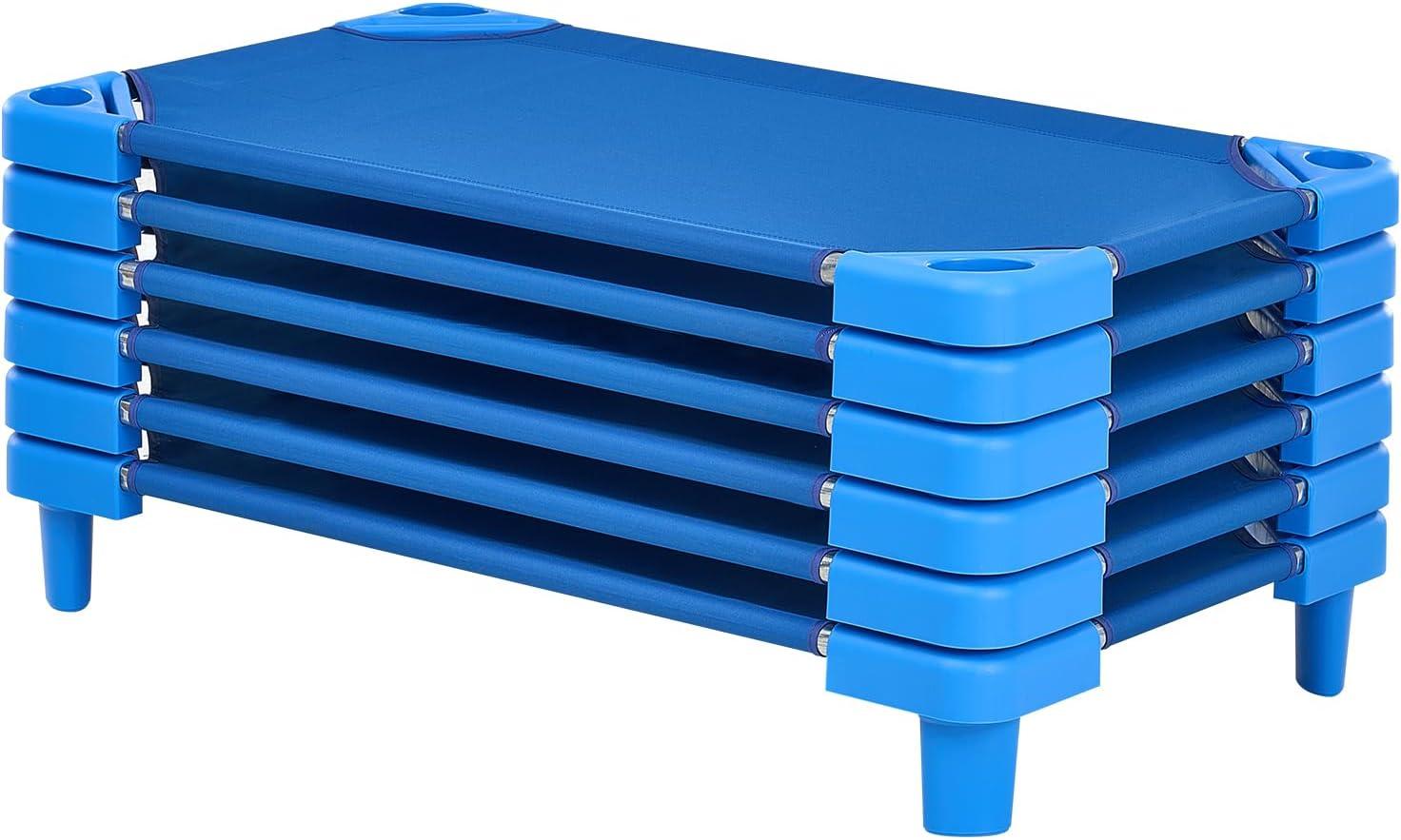 image:imageVEVOR Stackable Kiddie Cot 6 Pack Portable Toddler Nap Cots Standard Size 52 L x 23 W Daycare Cots for Kids Preschool Classroom Daycare Beds for Sleeping Resting Naptime Blue40 L X 23 W 6pcs