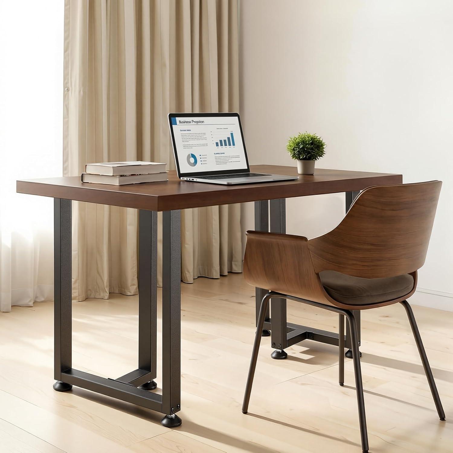 image:imageVEVOR Table Legs 291 H x 177 W Square T Shape Steel Furniture Legs Modular Design Easy Assembly 2204 lbs Max Load Heavy Duty for Home Office Desk Dinner Table Workbenches Set of 2 Black