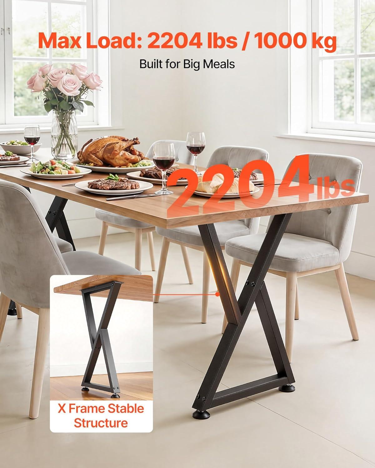image:imageVEVOR Table Legs 291 H x 186 W Steel Furniture Legs Modular Design Easy Assembly 2204 lbs Max Load Heavy Duty Z Shape for Home Office Desk DIY Coffee Dinner Tables Workbench2 PCS Black
