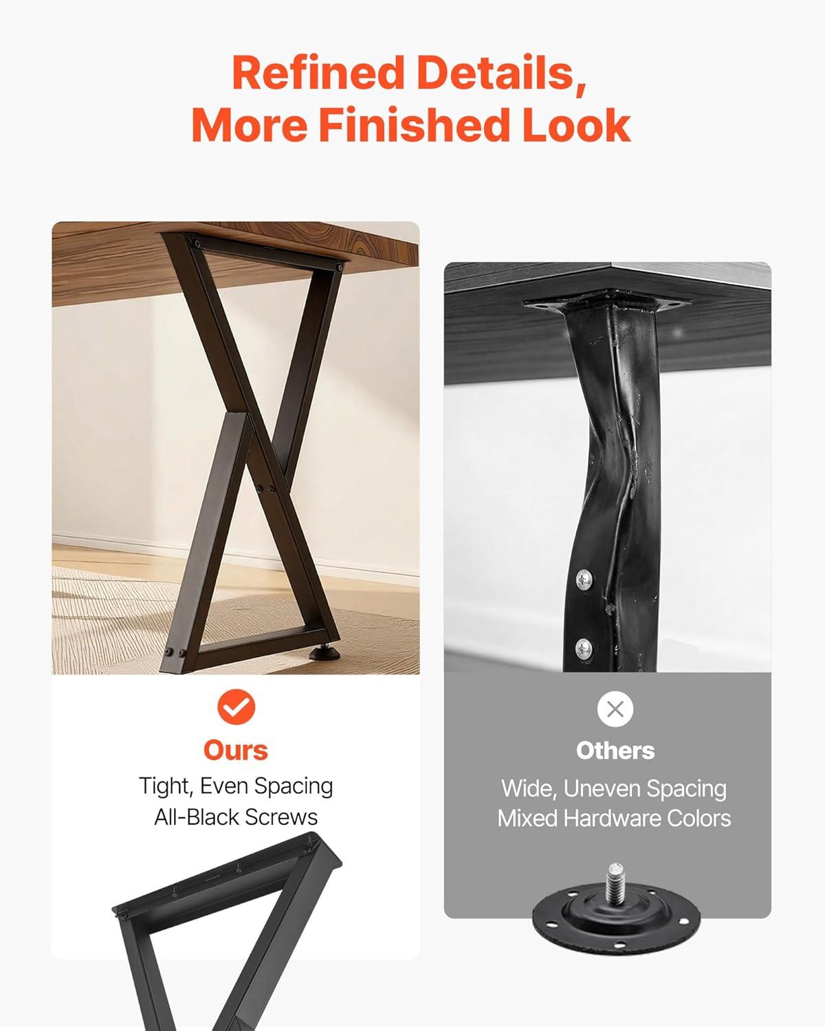 image:imageVEVOR Table Legs 291 H x 186 W Steel Furniture Legs Modular Design Easy Assembly 2204 lbs Max Load Heavy Duty Z Shape for Home Office Desk DIY Coffee Dinner Tables Workbench2 PCS Black