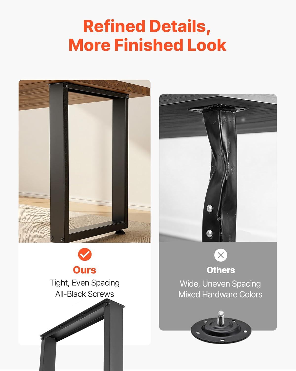 image:imageVEVOR Table Legs 295 H x 236 W Square Steel Furniture Legs Modular Design Easy Assembly 2204 lbs Max Load Heavy Duty for Home Office Desk Workbenches Dinner Bar Tables Set of 2 Black