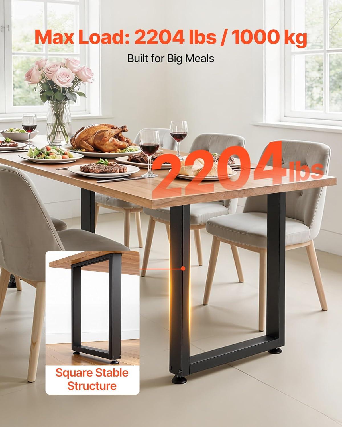 image:imageVEVOR Table Legs 295 H x 236 W Square Steel Furniture Legs Modular Design Easy Assembly 2204 lbs Max Load Heavy Duty for Home Office Desk Workbenches Dinner Bar Tables Set of 2 Black