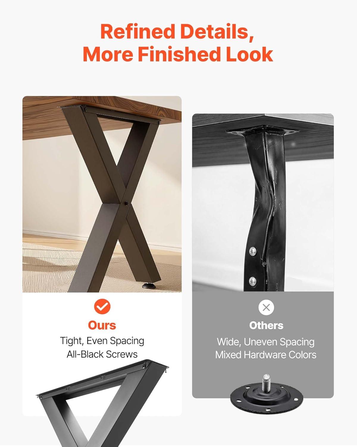image:imageVEVOR Table Legs 295 H x 311 W Steel Furniture Legs Modular Design Easy Assembly 2204 lbs Max Load Heavy Duty for Home Office Desk Coffee Dinner Bar Tables Workbench2 PCS X Frame Black