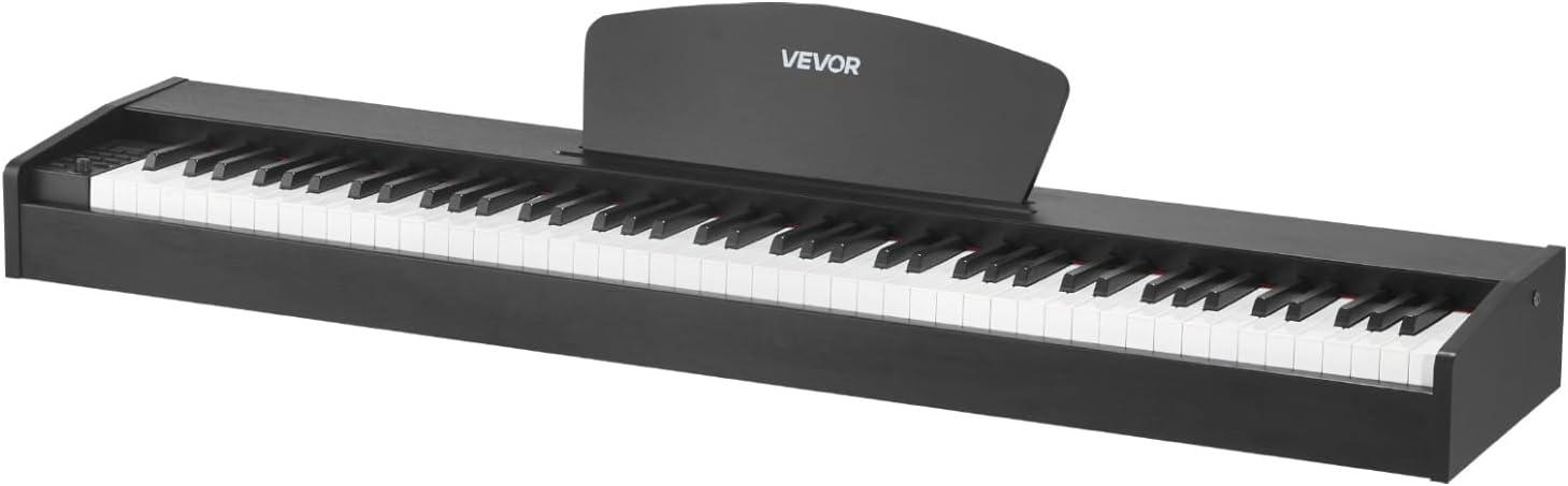 image:imageVEVOR Weighted Digital Piano 88 Keys Fully Weighted Electric Piano Keyboard with Furniture Stand Power Adapter Triple Pedal Record Function 280 Tones Wireless Connection for Beginners WhiteBlack without Stand