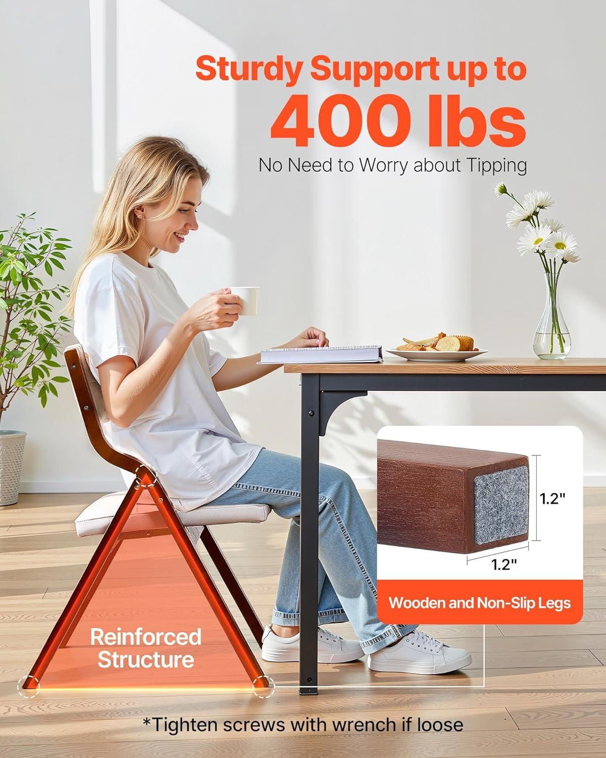 image:imageVEVOR Wooden Folding Chairs with Cushion Set of 2 Portable Foldable Cushion Chair with Wooden Frame Modern Padded Dining Chair for Kitchen Office Wedding Party Dining Room Easy Assembly BeigeWalnutbeige
