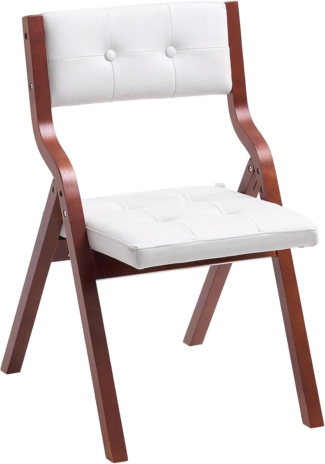 image:imageVEVOR Wooden Folding Chairs with Cushion Set of 2 Portable Foldable Cushion Chair with Wooden Frame Modern Padded Dining Chair for Kitchen Office Wedding Party Dining Room Easy Assembly BeigeWalnutbeige