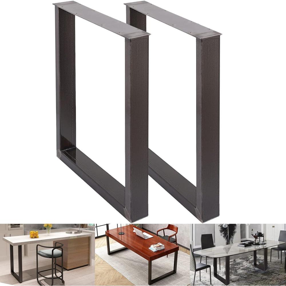 image:imageVEVOR 28 Inch Adjustable Furniture Legs Square Reinforced Steel Office Table Legs Set of 2 for DIY Max Load 1000 lbs Heavy Duty Desk Legs Quick Instalation amp Rich Accessories Legs Black28h X 23w