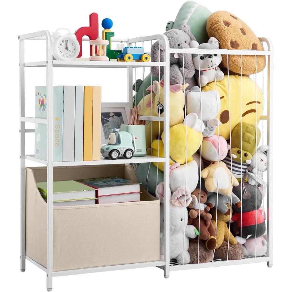 image:imageVEVOR 3Tier Kids Bookshelf Toy Storage Organizer for Toddler Book Shelf for Kids Rooms with Sling Book Rack and Storage Bag Kids Storage Book Shelves for Kids Room Playroom Kindergarten NurseryToy Organizer With Fabric Drawer