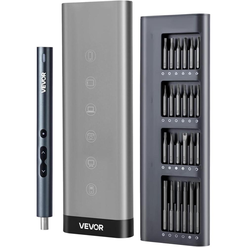 image:imageVEVOR 4V Electric Screwdriver Cordless Screwdriver Set 7 Torque Settings 05 to 5Nm 32 PCS 14 in Bits Digital Display LED Light TypeC Charging Ideal Tool for Furniture amp Gaming PC48PCS 532