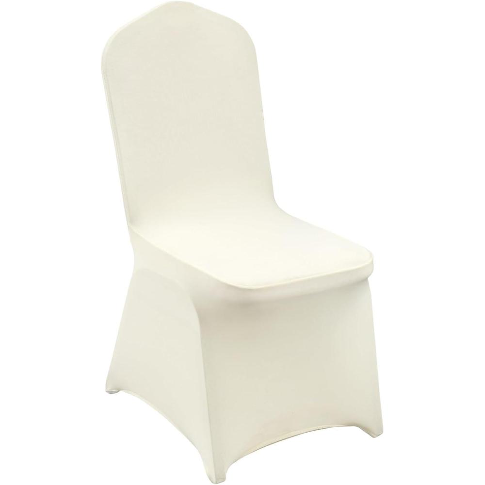 image:imageVEVOR 50 Pcs Black Chair Covers Polyester Spandex Stretch Slipcovers for Wedding Party Dining Banquet ArchedFront Chair CoversBeigeb