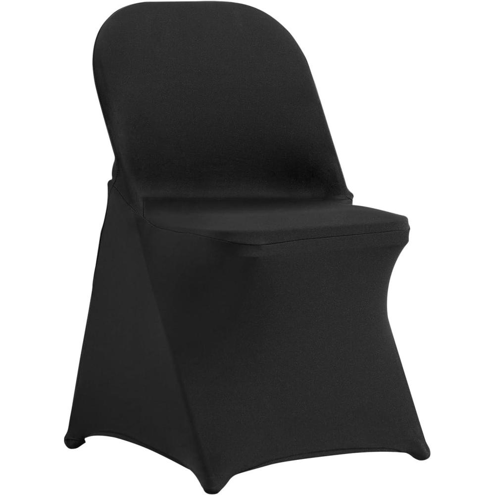 image:imageVEVOR 50 Pcs Black Chair Covers Polyester Spandex Stretch Slipcovers for Wedding Party Dining Banquet ArchedFront Chair CoversBlackc