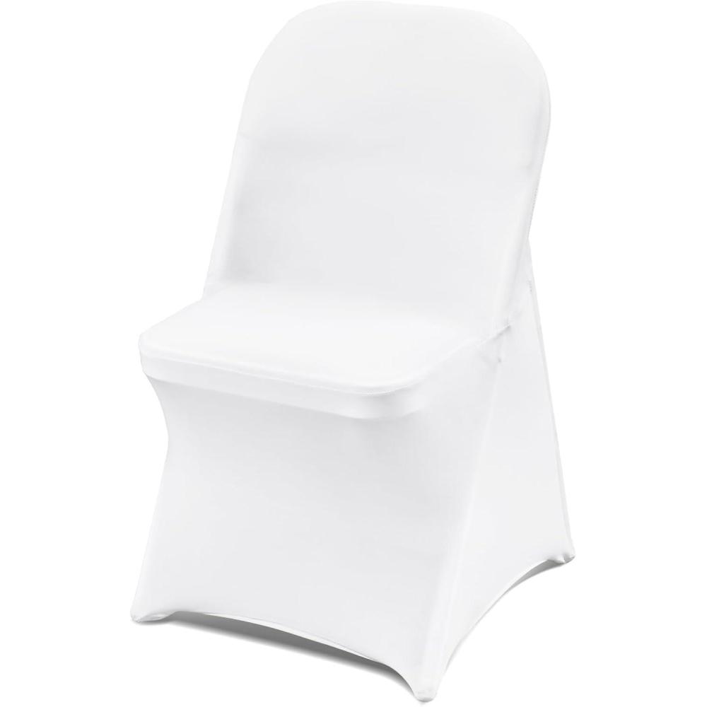 image:imageVEVOR 50 Pcs Black Chair Covers Polyester Spandex Stretch Slipcovers for Wedding Party Dining Banquet ArchedFront Chair CoversWhitec
