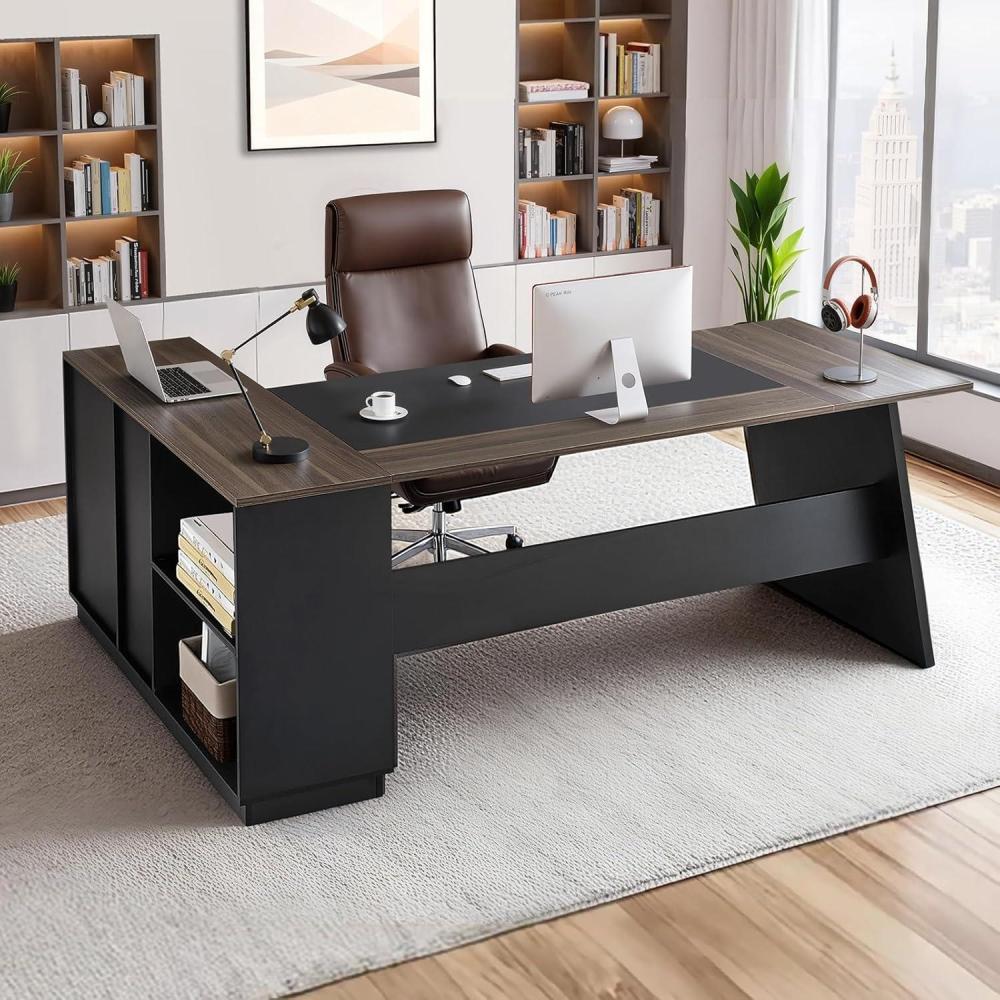 image:imageVEVOR 63 LShaped Executive Desk Large Office Desk with Drawers File Storage Cabinet Detachable 350 LBS Load Capacity Corner Table Easy Assembly Business Furniture Workstation for Home Office787 x 315 x 297 inches