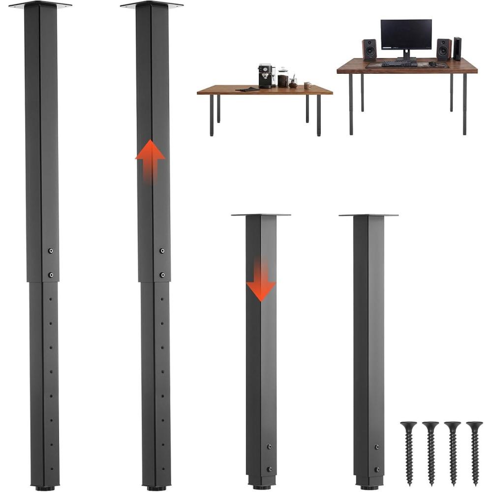 image:imageVEVOR Adjustable Table Legs 2440 in Square Steel Furniture Legs 1200 lbs Max Load Heavy Duty Quick Installation Ideal for Home Office Desk DIY Coffee Dinner Bar Tables Workbenches 4 PCS Black
