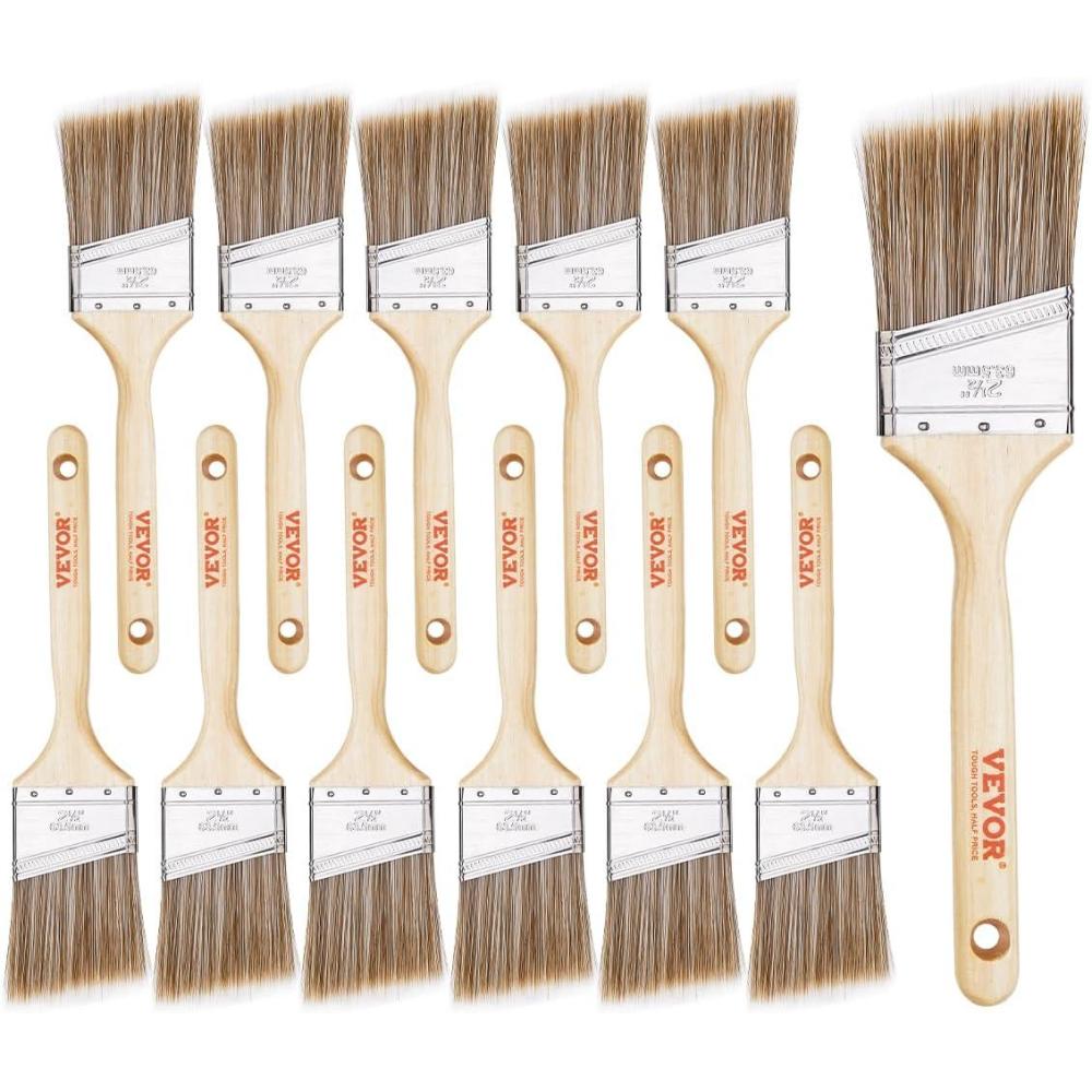 image:imageVEVOR Chalk Wax Paint Brush 4 Piece Wax Paint Brush Stain Brushes for Furniture Acrylic PaintingMilk PaintHome Decor Natural Bristle Round Oval Chalk Paint Brushes for All Painting and Waxing12 PCS