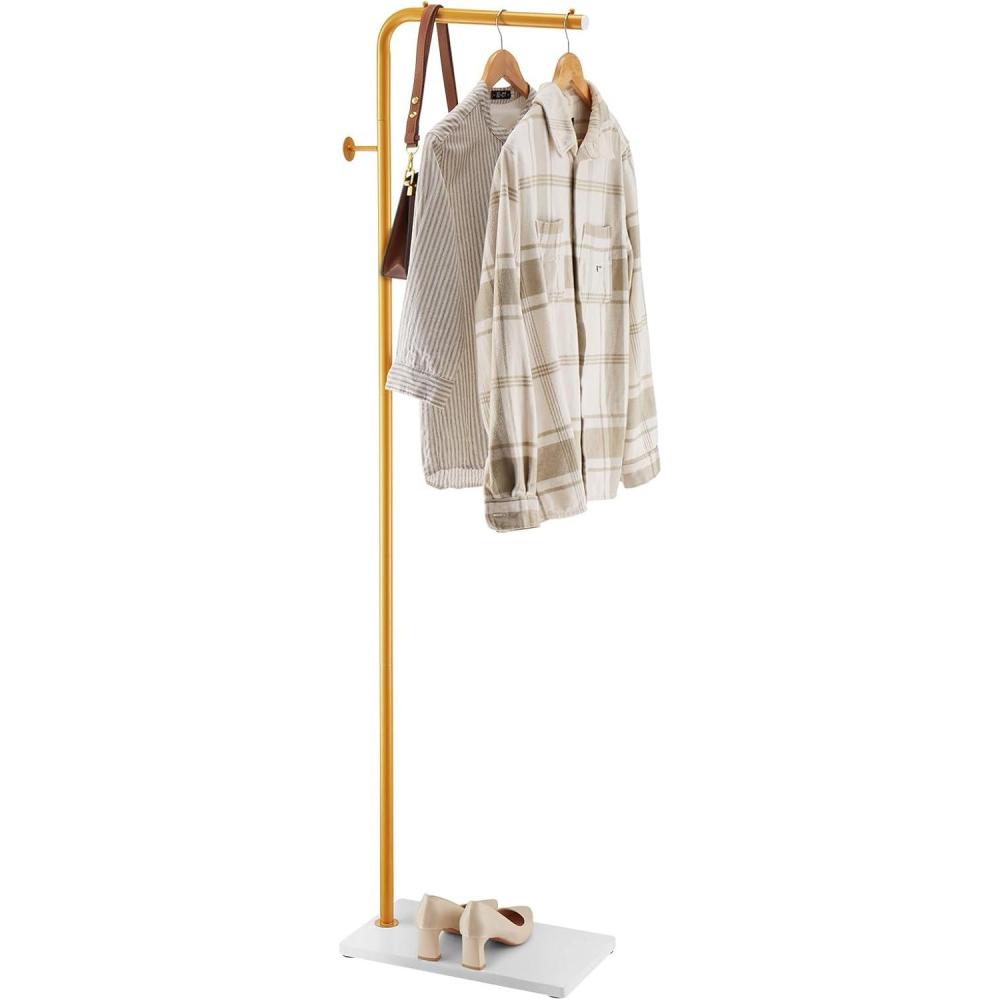 image:imageVEVOR Coat Rack Freestanding Coats Rack Stand with Quartz Stone Base amp 3 Round Hooks Free Standing Hall Coat Tree for Entryway Bedroom Living Room Stylish Clothes Hanger Stand for Coats Hat Bag7Shaped
