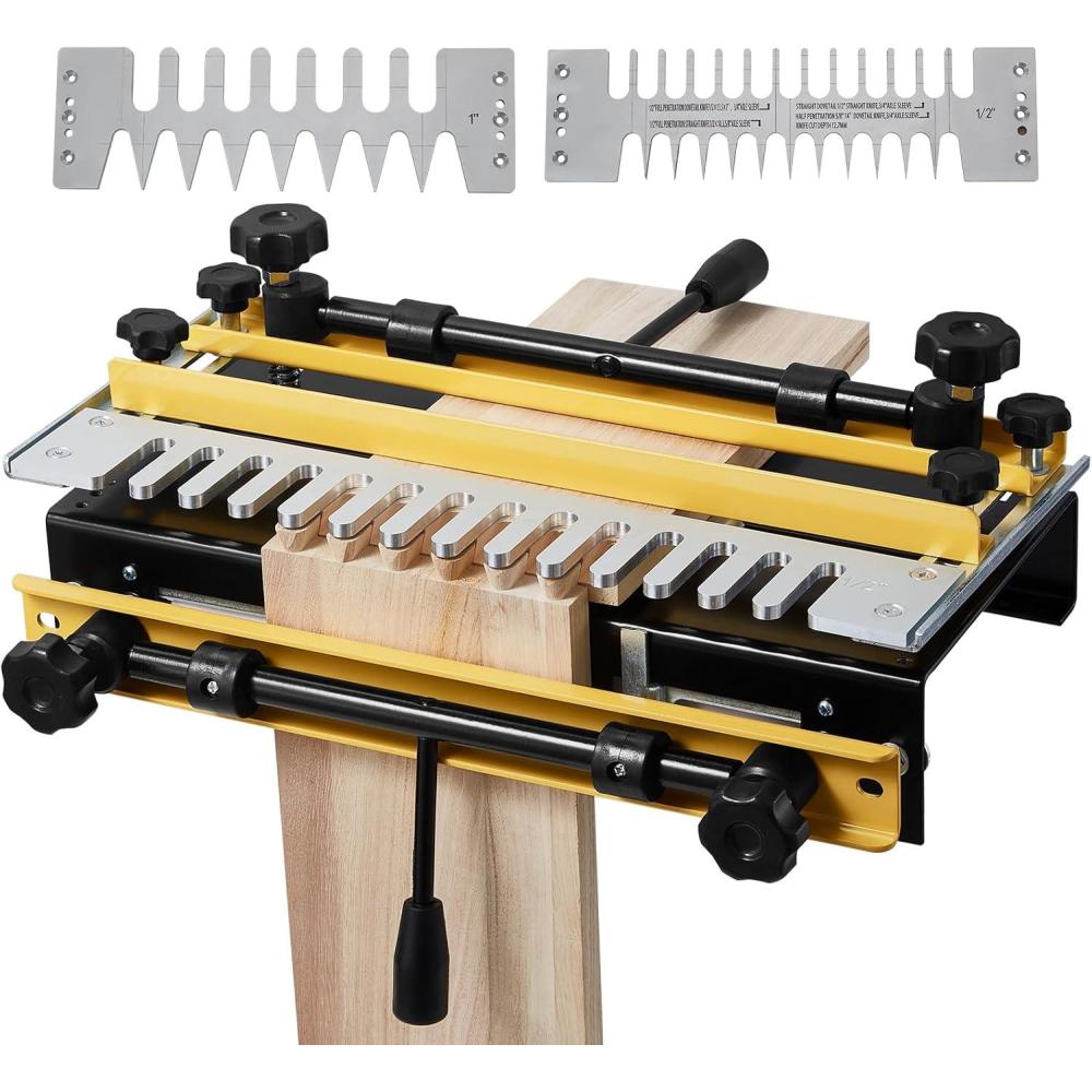 image:imageVEVOR Dovetail Jig 12 in Width Dove Tailing Router Jigs with 4 Router Bits amp 3 Templates Precise Alignment Dove Tail Jig Mortise and Tenon Woodworking Tools for Furniture amp Wood Cabinet MakingThree Templates