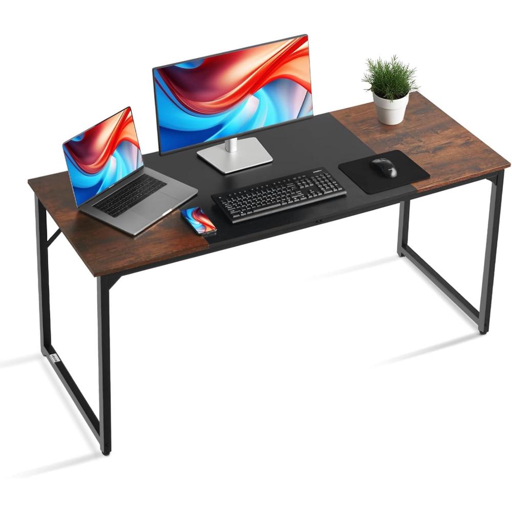 image:imageVEVOR Executive Desk 709 x 315 inch Large Computer Desk PC Workstation for Home Office Modern Simple Wood Laptop Study Writing Table Metal Frame Business Furniture Rustic Brown and Black63 236