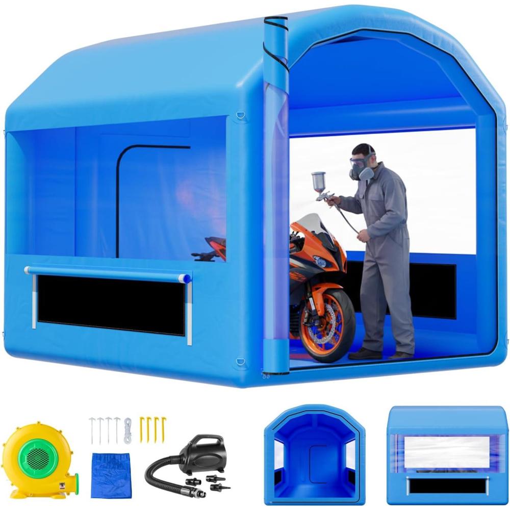 image:imageVEVOR Inflatable Paint Booth 3937 x 1640 x 1312 ft Inflatable Spray Booth with 950W1100W Blowers Air Filter System Triangular Roof for Painting Car Truck Furniture Automotive Sheet Metal10x85x85Ft