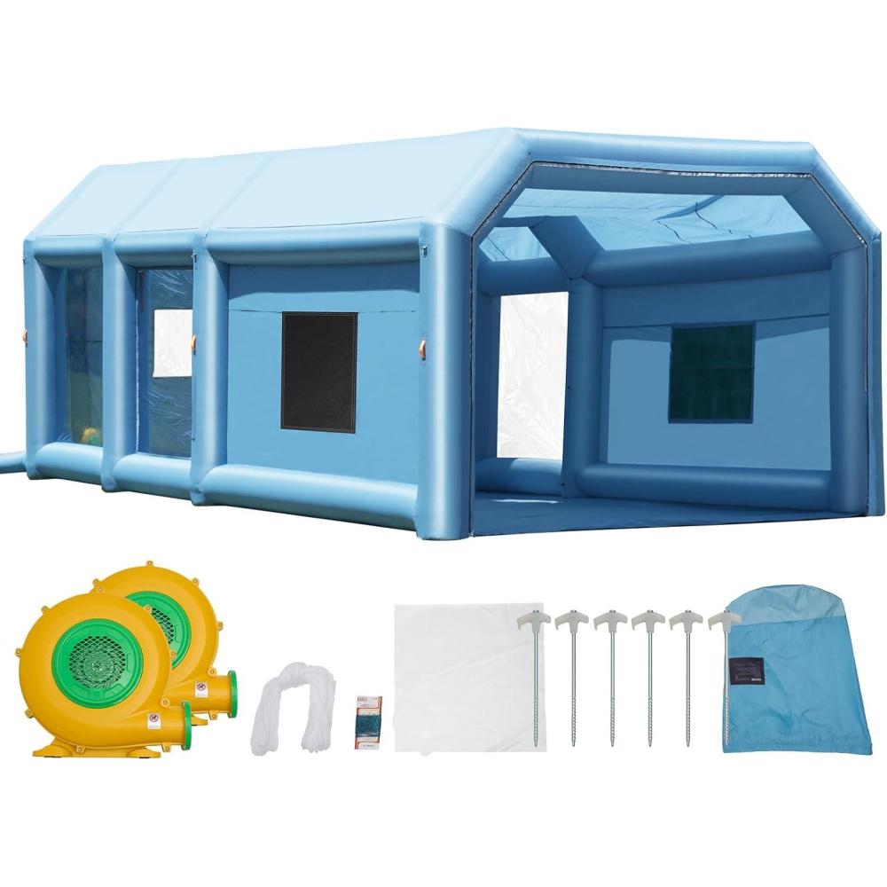 image:imageVEVOR Inflatable Paint Booth 98 x 82 x 82 ft Inflatable Spray Booth with 550W Powerful Blower and Air Filter System Portable Car Paint Booth for Motorcycle Bicycle Small Furniture Painting26x15x10Ft