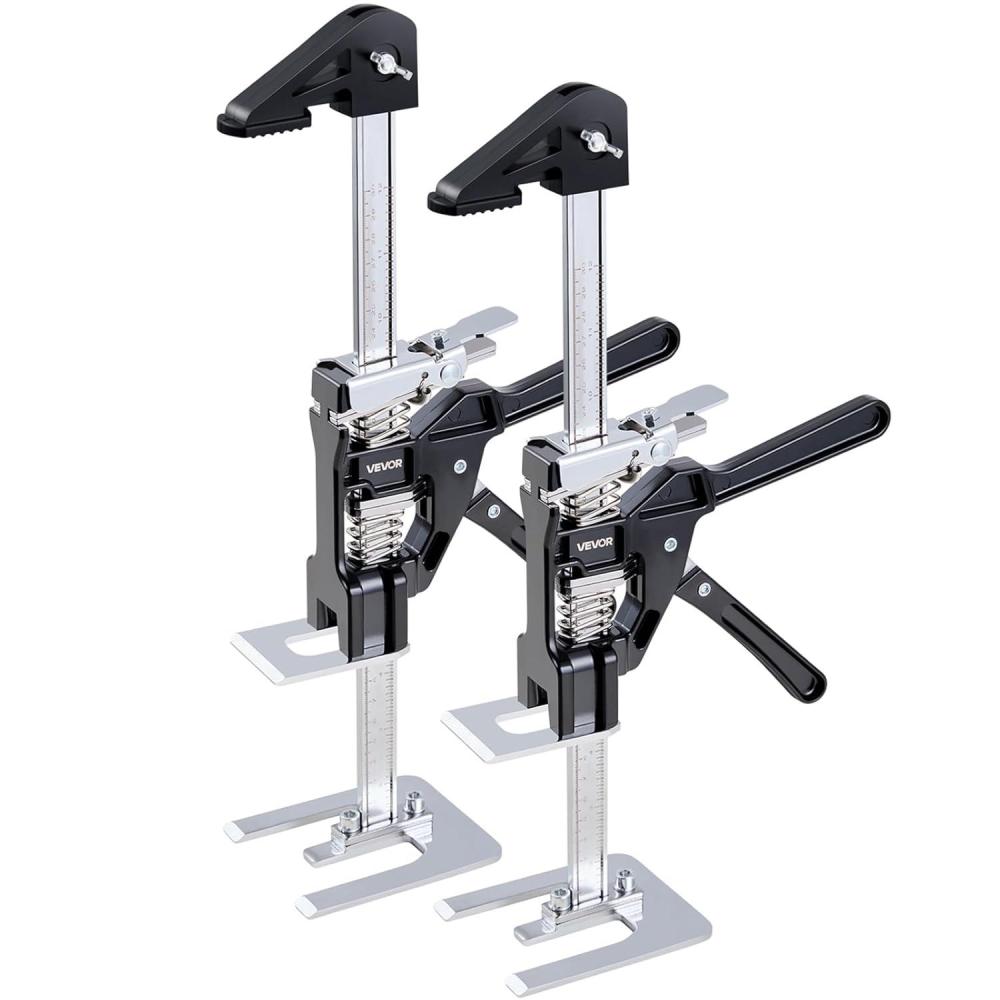 image:imageVEVOR Labor Saving Arm Jack 2 PCS 220 lbs Bearing Capacity Lifting up to 71 Metal Hand Lifting Jack Tool with Magnetic Level Adjustable Height for Door Window Furniture Woodworking SilverXl15inch