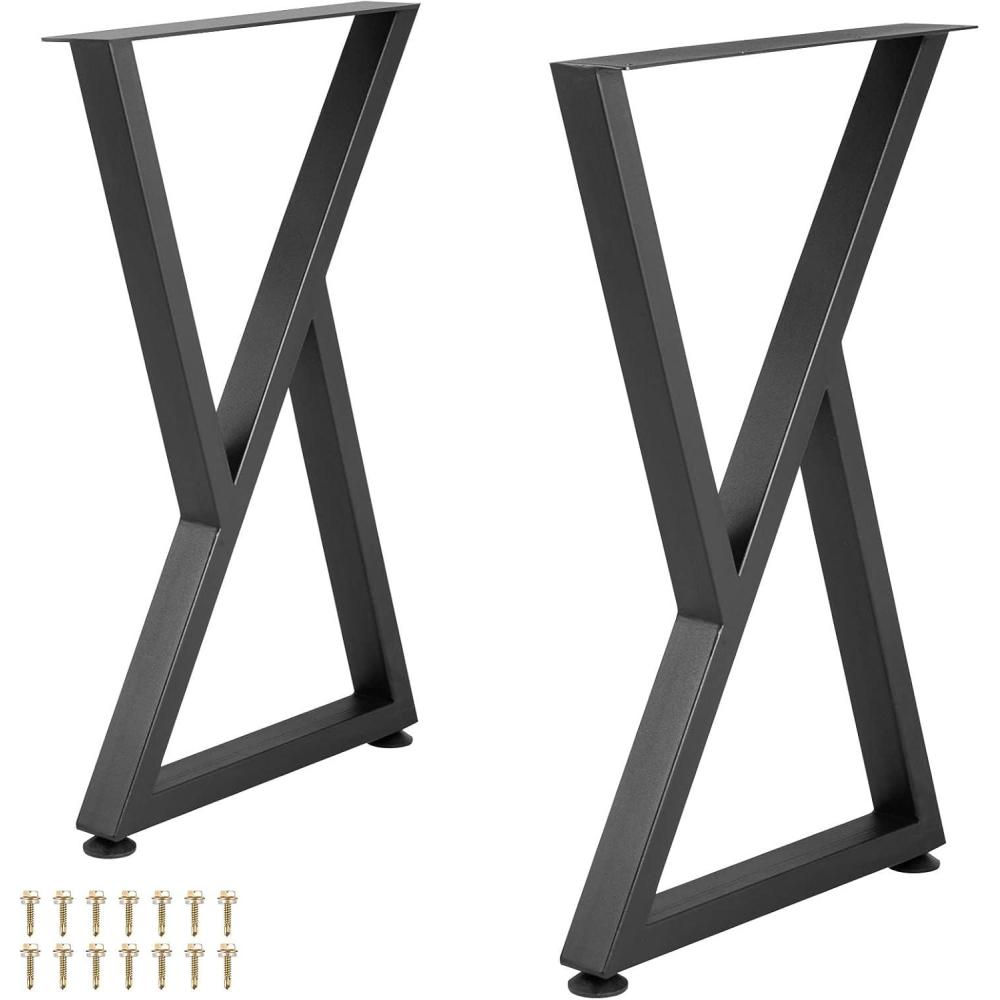 image:imageVEVOR Metal Table Legs 28 x 18 inch Desk Legs Set of 2 Heavy Duty Bench Legs Z Shape Metal Furniture LegsWrought Iron Coffee Table Legs Home DIY for Dining Table wRubber Floor ProtectorsMatte28x18 Inch