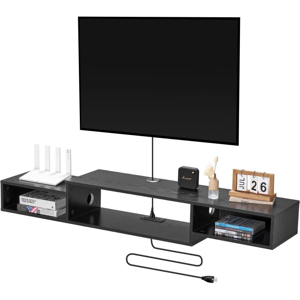 image:imageVEVOR Modern Floating TV Stand 71 Wall Mounted Media Console for 80 inch TVs Floating Entertainment Center Under TV Shelf with Storage Cabinet for Bedroom amp Living Room WhiteBlack