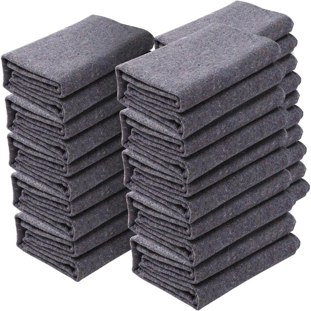 image:imageVEVOR Moving Blankets 72 x 54 21 lbsdz Weight 24 Packs Professional Recycled Cotton Packing Blanket Large Heavy Duty Shipping Mover Pads Perfect for Protecting Furniture Floors AppliancesGray