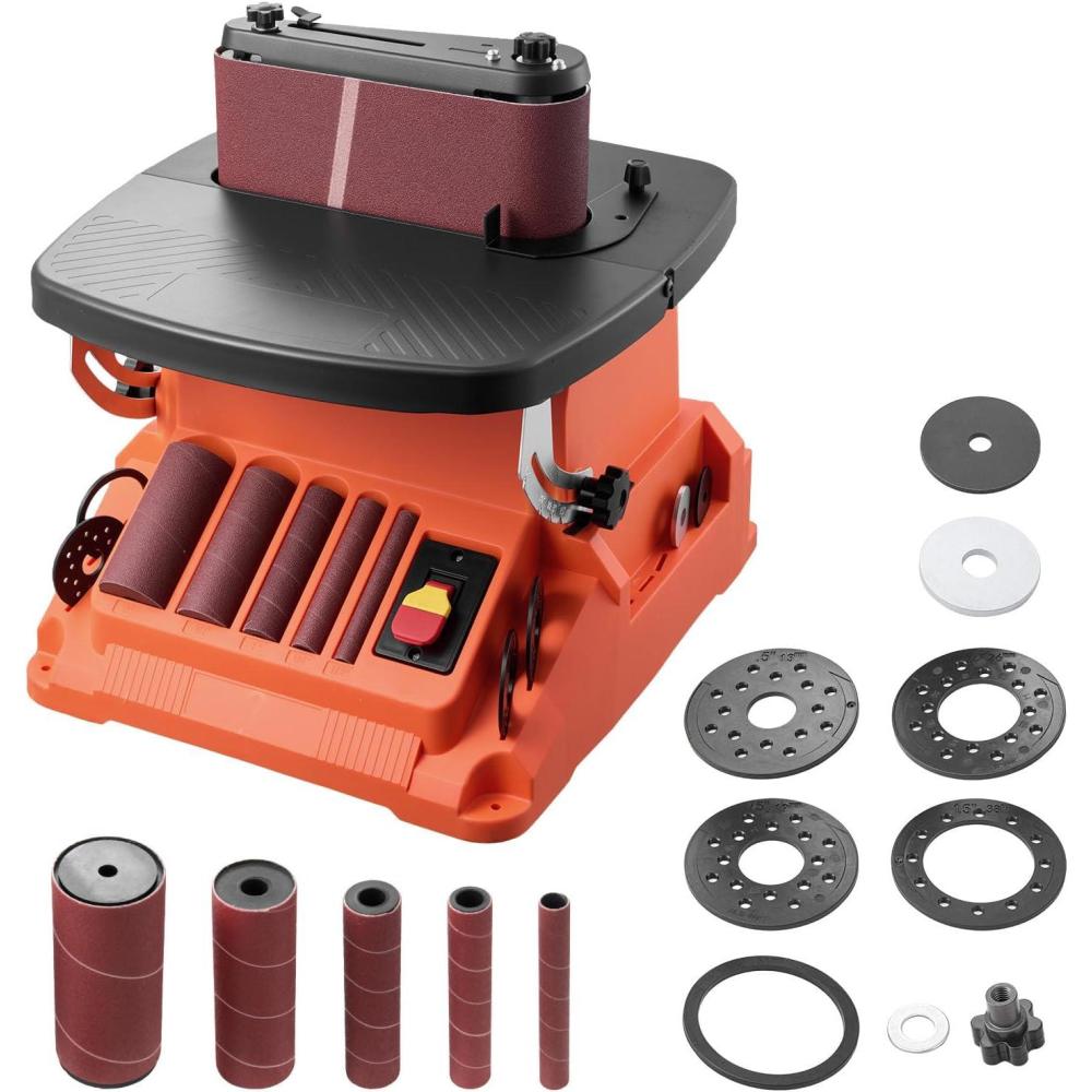 image:imageVEVOR Oscillating Spindle Sander 2400RPM Benchtop Spindle Sander with 6 Sleeves 123 58 Stroke 156 x 116 Cast Iron Worktable for Furniture Finishing Crafts Sanding DIY Woodworking24x386