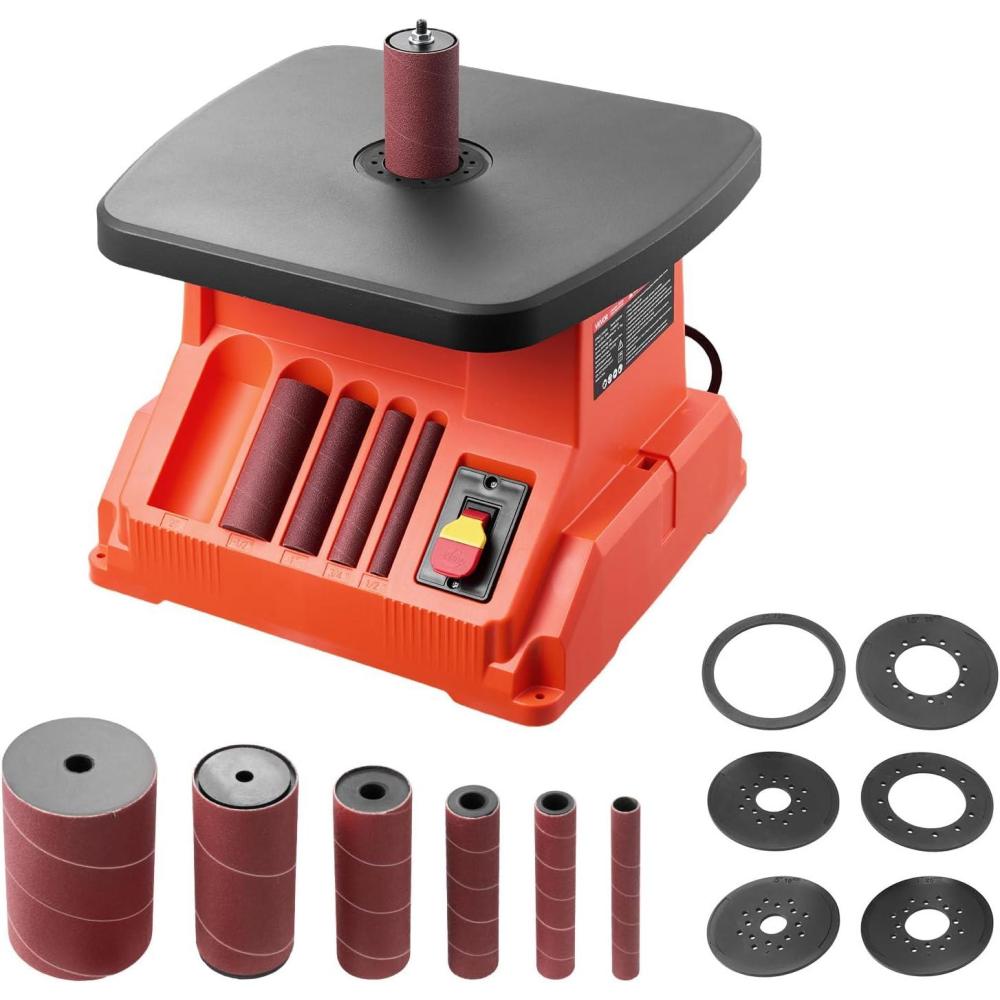 image:imageVEVOR Oscillating Spindle Sander 2400RPM Benchtop Spindle Sander with 6 Sleeves 123 58 Stroke amp 154 x 163inch Wide Worktable for Furniture Finishing Crafts Sanding DIY Woodworking