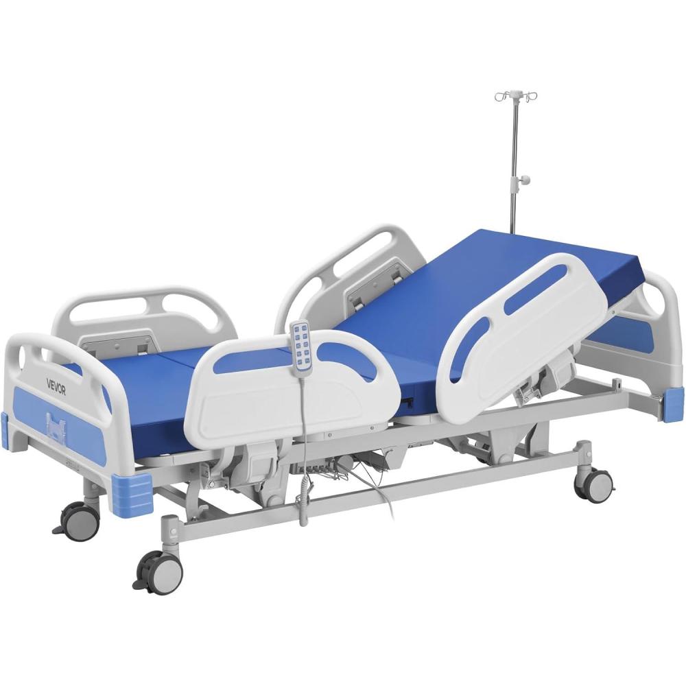 image:imageVEVOR Premium 3 Function Full Electric Hospital Bed ICU Electric Medical Bed with Backrest Legrest amp Height Adjustment 5 Locking Casters HighDensity Mattress for Home Hospital 550LBS Loading85X42x326inch