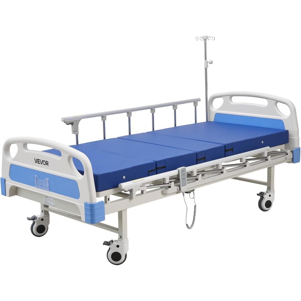 image:imageVEVOR Premium 3 Function Full Electric Hospital Bed ICU Electric Medical Bed with Backrest Legrest amp Height Adjustment 5 Locking Casters HighDensity Mattress for Home Hospital 550LBS Loading84X377x34inch
