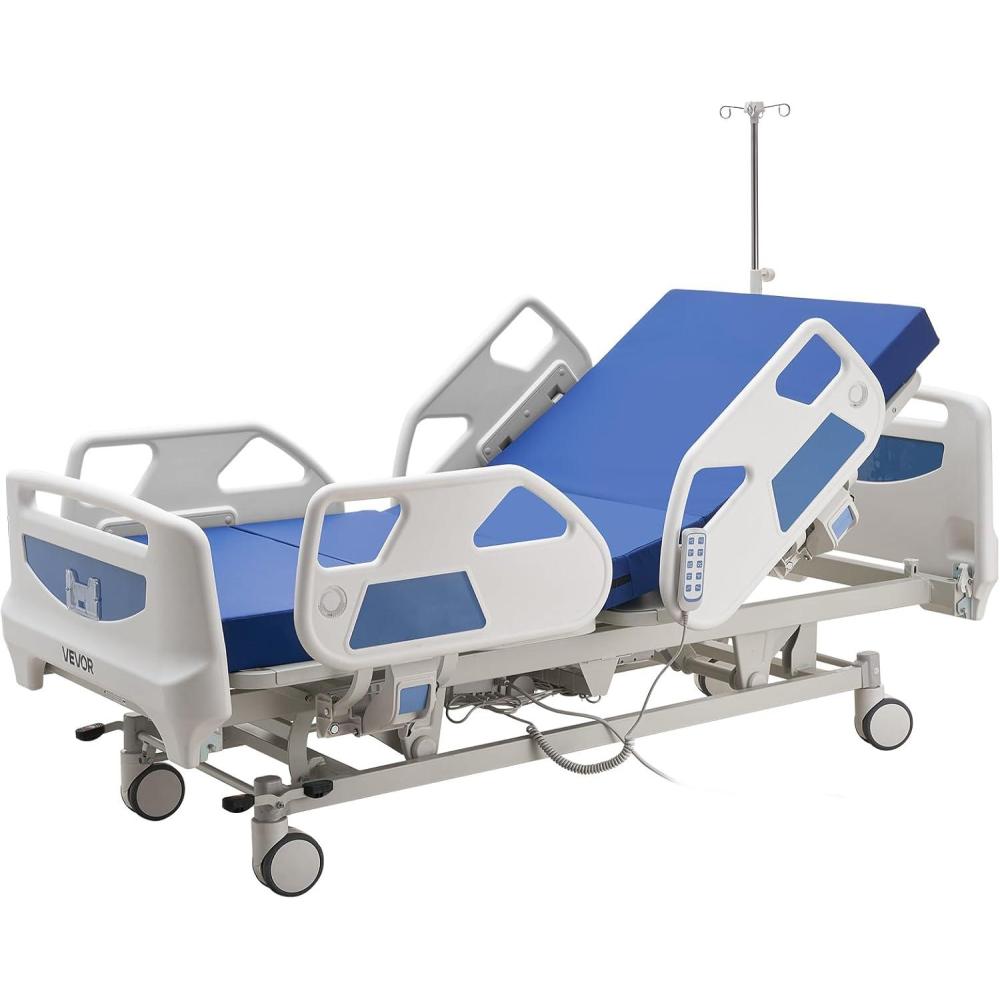 image:imageVEVOR Premium 3 Function Full Electric Hospital Bed ICU Electric Medical Bed with Backrest Legrest amp Height Adjustment 5 Locking Casters HighDensity Mattress for Home Hospital 550LBS Loading85x42x33inch